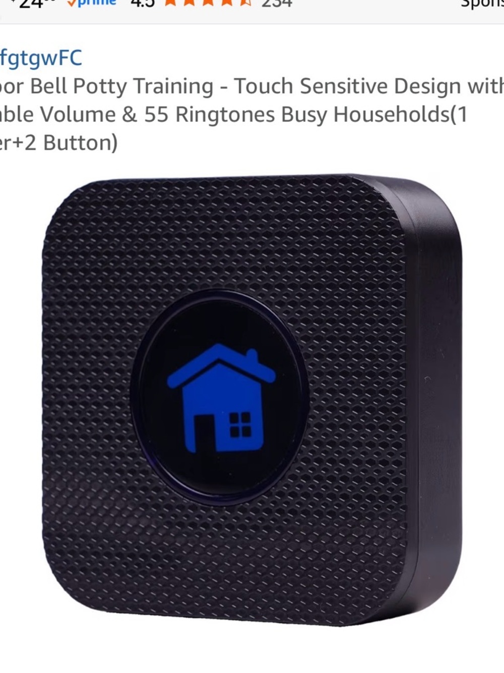 Black Electronic Doorbell Chime with Blue Home Icon